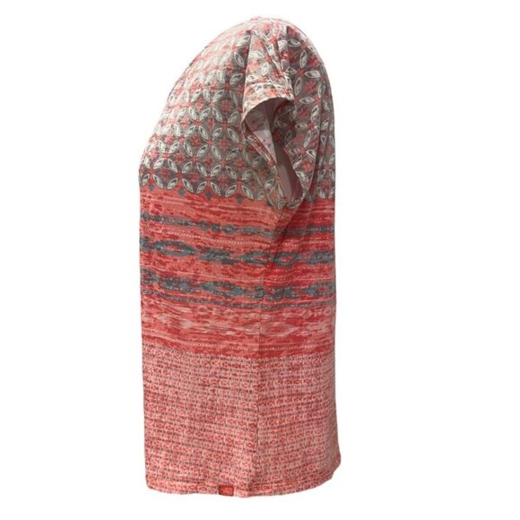 Prana  Women's Pink Short Sleeve Blouse Multi Print Top Size M  NWOT - Picture 3 of 5